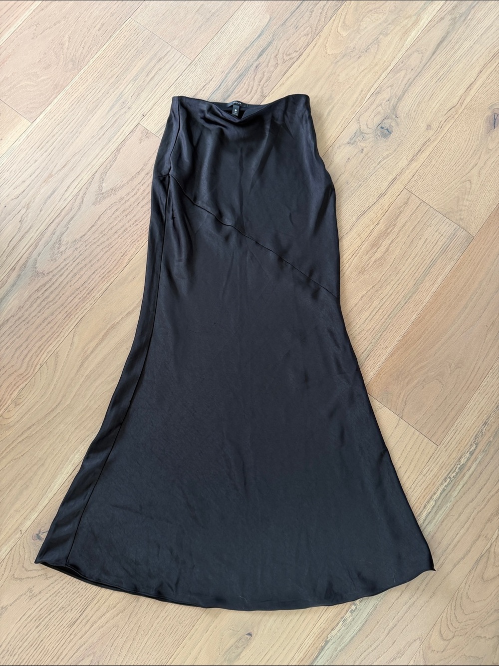 Aqua Woman’s Small Black Satin Bias-Cut Maxi Skirt